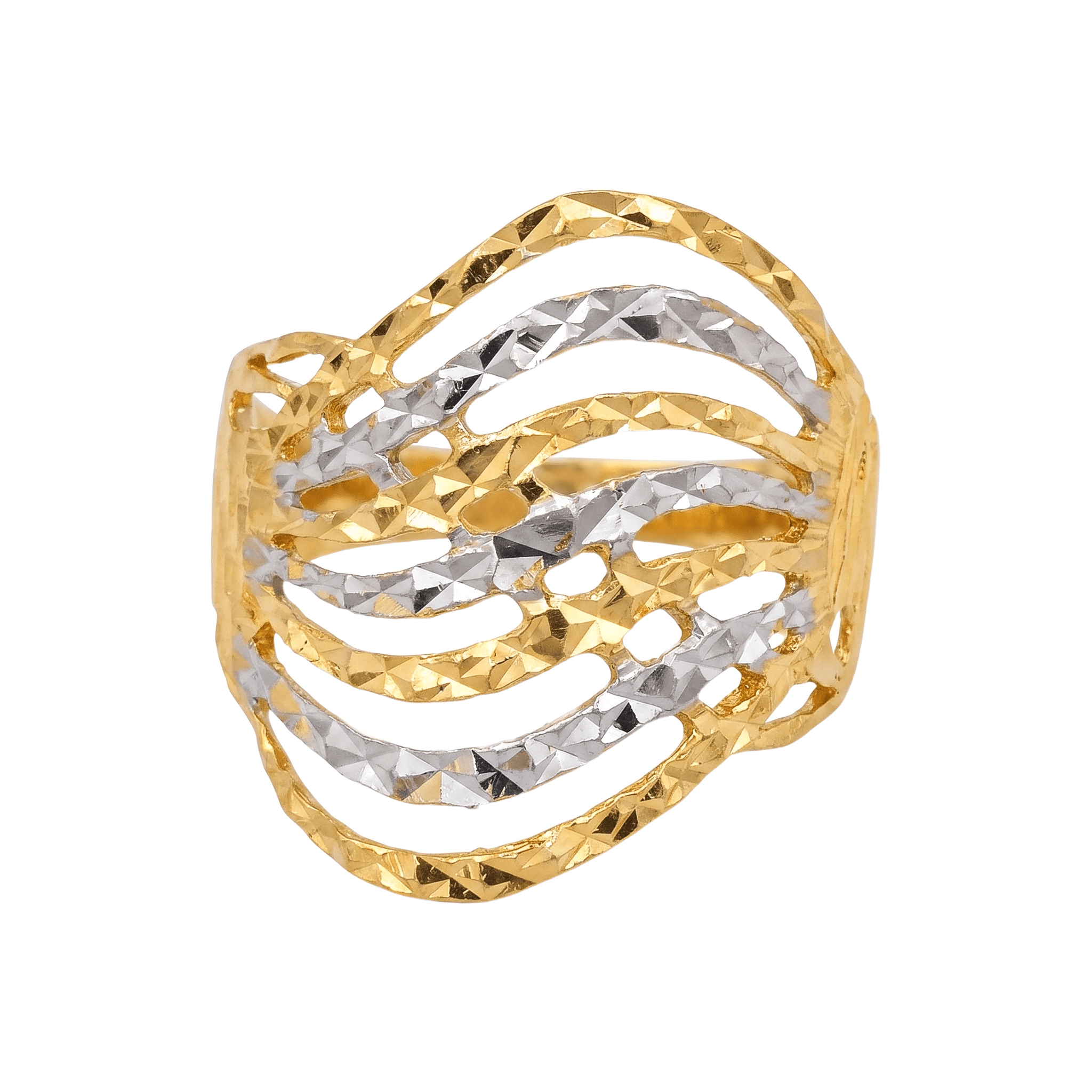 22K gold ring with a white gold moulding design